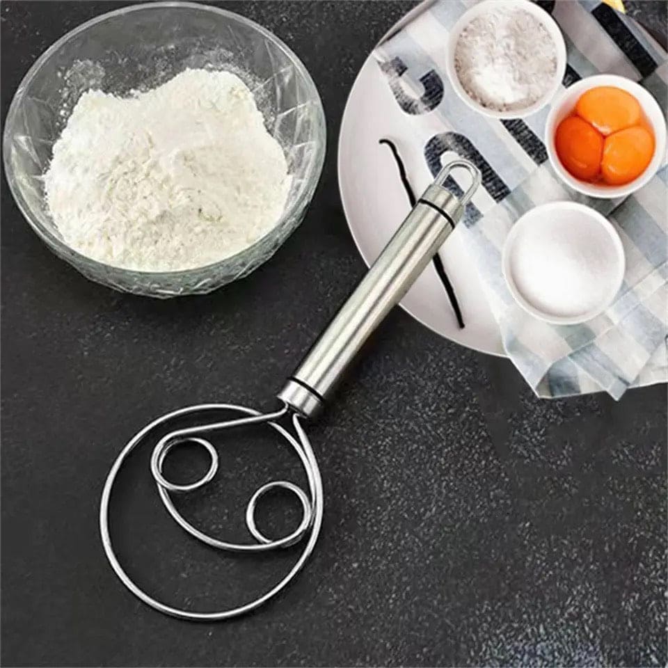 Manual Non-Stick Stainless Steel Dough Whisk Mixer – Flour & Cream Beater