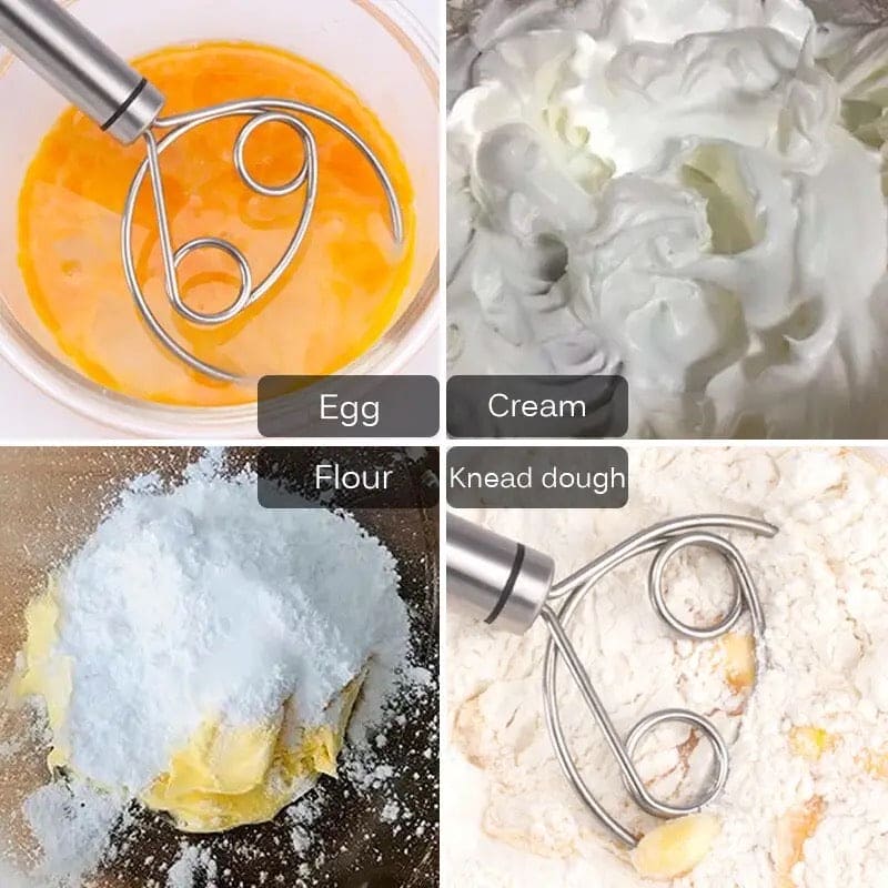 Manual Non-Stick Stainless Steel Dough Whisk Mixer – Flour & Cream Beater