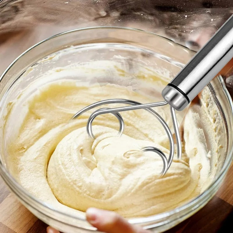 Manual Non-Stick Stainless Steel Dough Whisk Mixer – Flour & Cream Beater